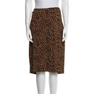 DVF Diane von Furstenberg Cheetah Polka Dot Print Midi Skirt Size 4